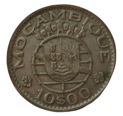 10 ESCUDOS 1952 *SILVER* MOZAMBIQUE PORTUGUESE COLONY COIN - RAK173