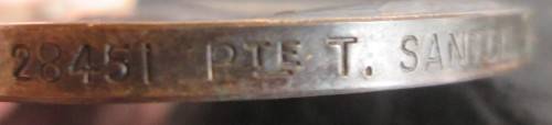 QUEEN VICTORIA SOUTH AFRICA No 28451 PTE. T. SANTON RAND RIFLES MEDAL - RAK 381