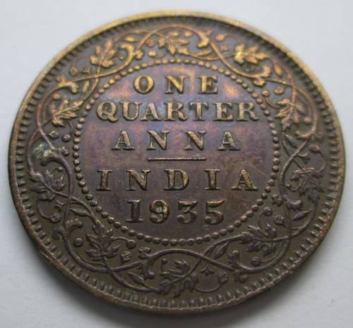 ONE QUARTER ANNA 1935 INDIA COIN - RAK423