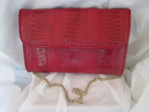 CROCODILE LEATHER SKIN RED HANDBAG - RAKA/2
