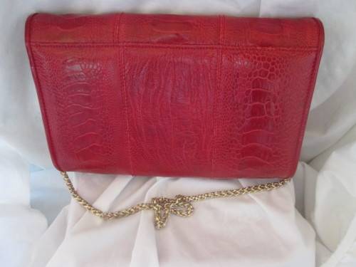 CROCODILE LEATHER SKIN RED HANDBAG - RAKA/2