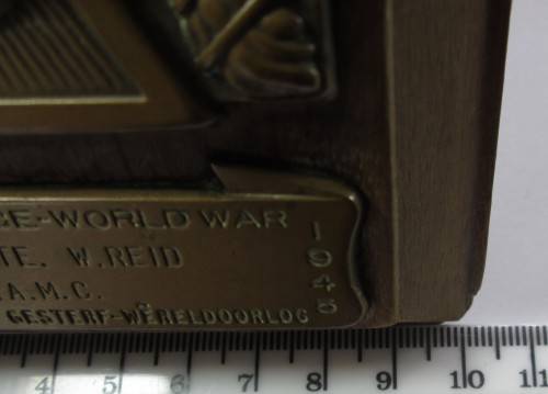 WWII 1939-1945 PLAQUE OF PTE W. REID S.A.M.C No 278171 DIED ON SERVICE WORLD WAR - RAKM/130