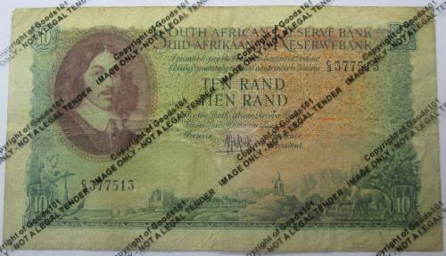 TEN RAND REPUBLIC OF SOUTH AFRICA BANKNOTE SERIAL No C3 377513 - RAKN/87