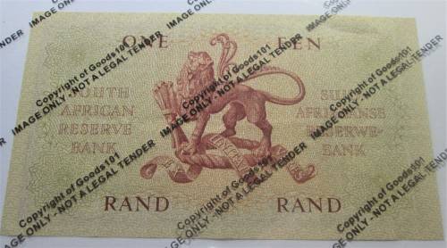 ONE RAND SOUTH AFRICA BANKNOTE SERIAL No A64 334322 WATERMARK van RIEBEECK - RAKN/16