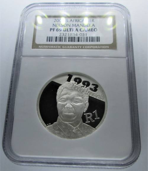 2007 PROOF PROTEA ONE RAND NELSON MANDELA *SILVER* COIN - RAKC/22