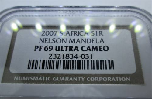 2007 PROOF PROTEA ONE RAND NELSON MANDELA *SILVER* COIN - RAKC/22