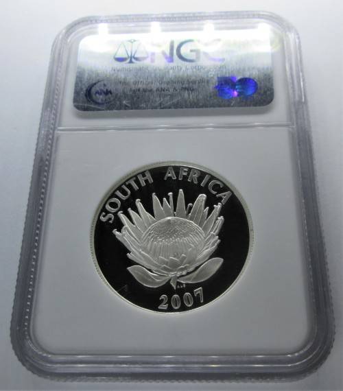 2007 PROOF PROTEA ONE RAND NELSON MANDELA *SILVER* COIN - RAKC/22