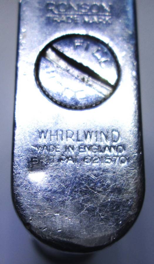 Ronson Lighter Whirlwind made in England Pat 621570