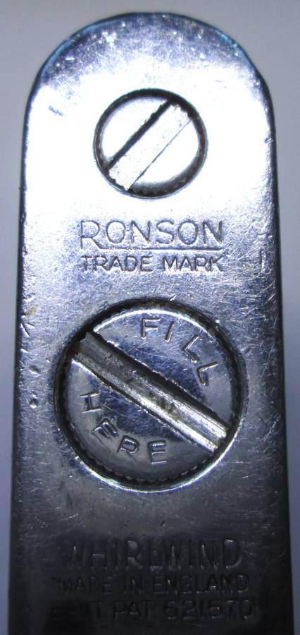 Ronson Lighter Whirlwind made in England Pat 621570