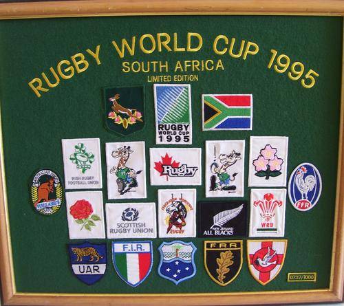 Rugby World Cup Team Badges Framed