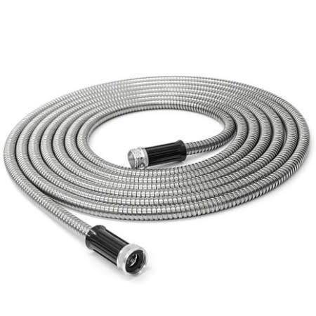 METAL GARDEN HOSE STAINLESS STEEL FLEXIBLE WATERING HOSE PIPE 25FT