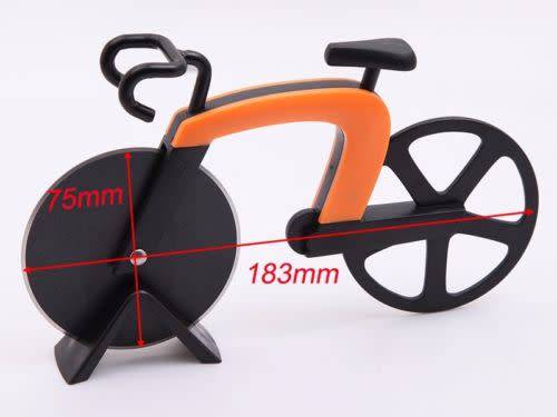 KITCHEN GADGET PIZZA CUTTER SLICER BIKE SHAPE STAINLESS STEEL WHEEL