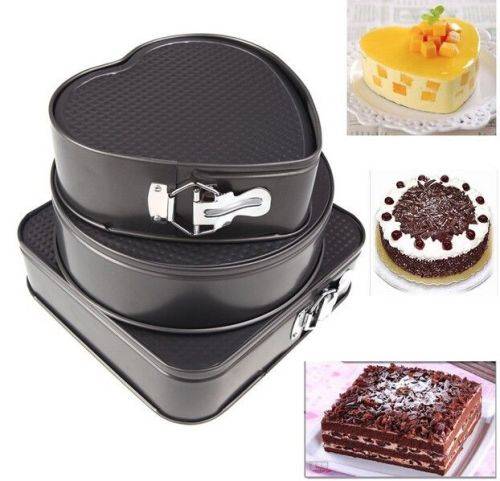 3 PIECES/SET ROUND SQUARE HEART SHAPED BAKING MOULD TINS