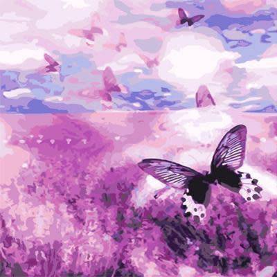 PAINTING BY NUMBERS---PURPLE BUTTERFLIES