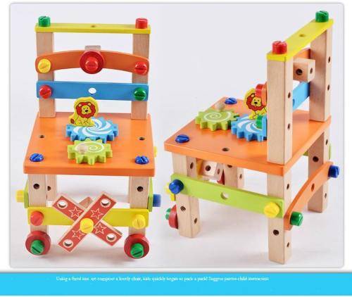 Multi Function Wooden Chair with tools