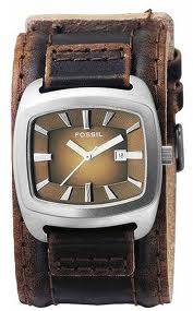 *** FOSSIL BROWN LEATHER CUFF MENS WATCH - JR9156 *** BRAND NEW, 100% AUTHENTIC ***