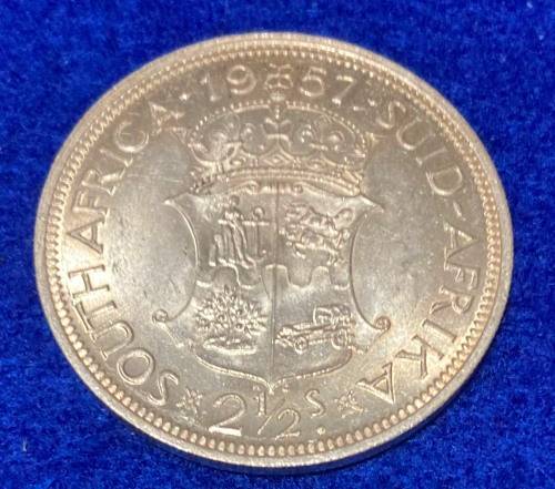 1957 2 1/2 SHILLING (UNC) SOUTH AFRICA _UNCIRCULTED WILL GRADE HIGH