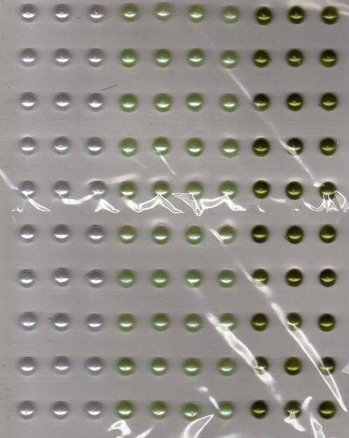 100 Piece Flat Back Sticky Pearls - Green
