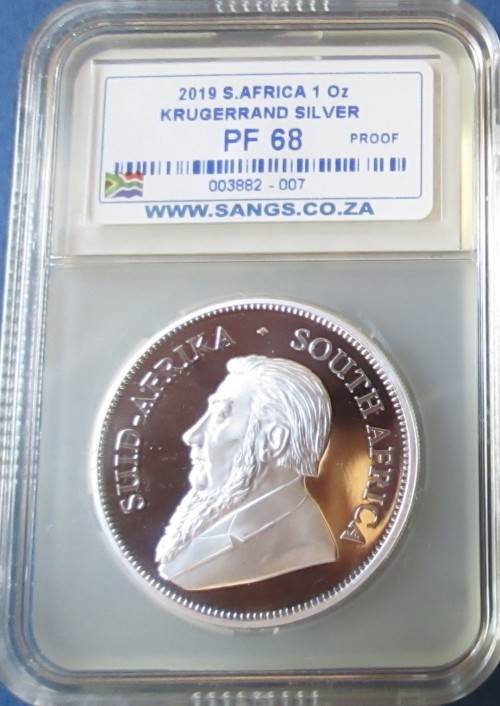 ( LOW START PROOF ) ..2019...PROOF.. PF68 . 1oz.....PURE SILVER KRUGERRAND