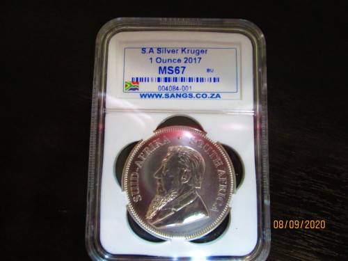 ( LOW START )  FIRST YEAR 2017  1oz  999.9%  SILVER KRUGERRAND   AN UNUSUAL GRADE  ? ?