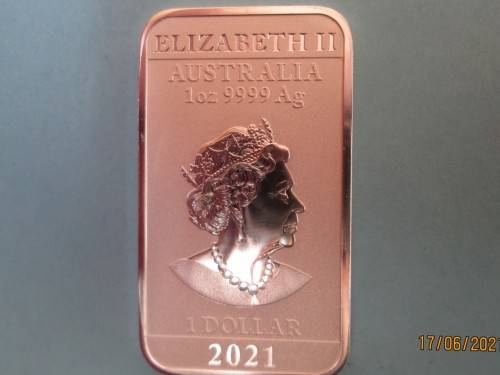 ( LOW START )   NEW 2021    AUSTRALIAN DRAGON    1oz  999.9%   PURE SILVER BAR
