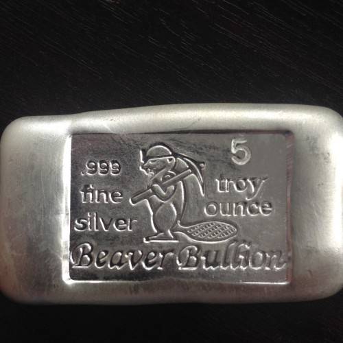 UNIQUE 5oz CANADIAN PMX HAND POURED PURE SOLID SILVER BAR