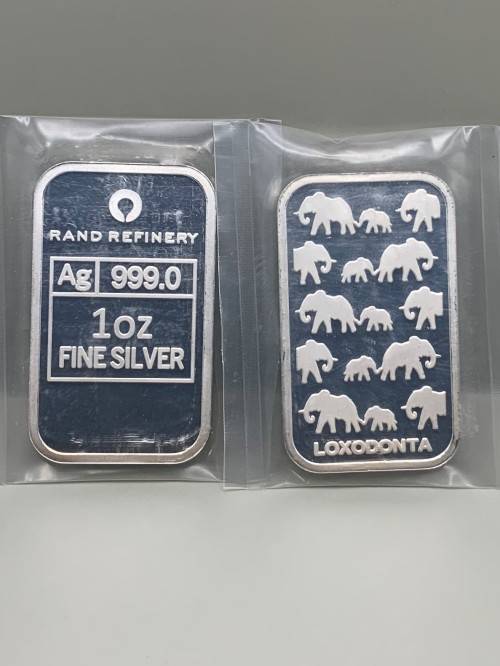(  SOUGHT AFTER  )   1oz     RAND REFINERY    999.9%    PURE SOLID SILVER BAR