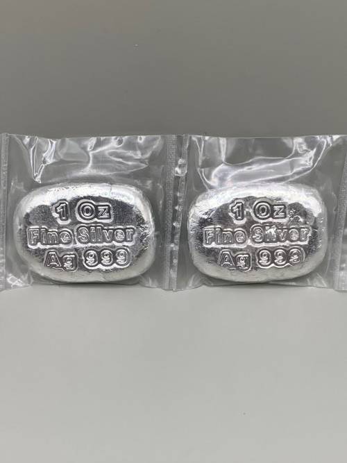 (  TWO OUNCES  )  2 X 1oz   CASTED SILVER NUGGETS - COMPLETELY SEALED ` ONE BID FOR BOTH `