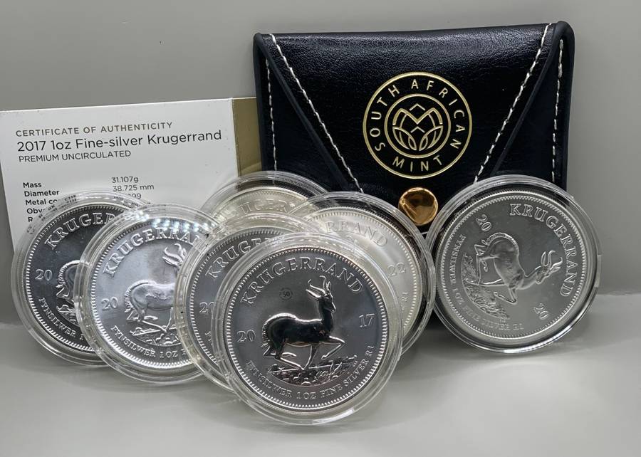 (  THE BEST COMPLETE SET  )  SILVER KRUGERRANDS  1oz  2017 TO  2023  `  ONE BID FOR ALL SEVEN