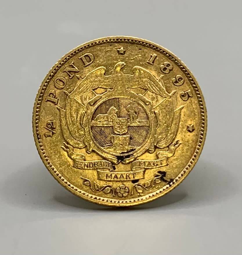 (  RELIST  )  1895  ZAR    PRE-WAR    GOLD HALF POND     LOW MINTAGE