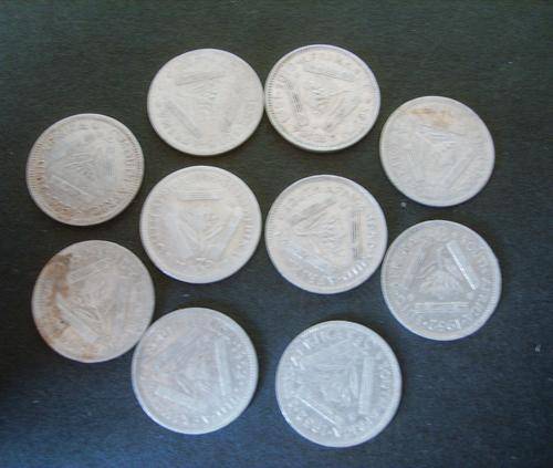 (((( CRAZY ONE RAND )))...TEN..S.A. UNION TICKEYS....50% SILVER..( ONE BID FOR ALL )