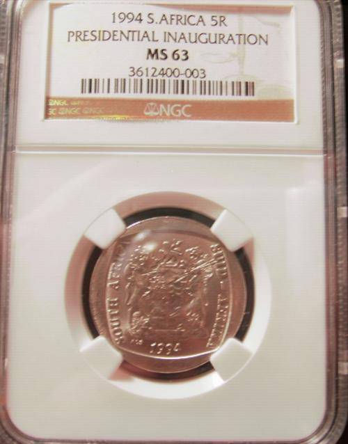 ..1994  R5 COIN...MANDELA'S INAUGURATION...MINTSTATE... MS63