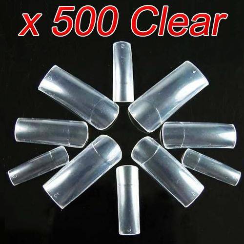 New 500 pcs Clear French Acrylic False Artificial Nail Art Tips With 10 Sizes