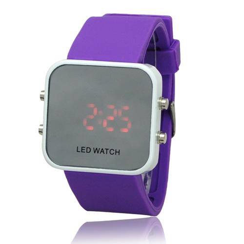 Fashion Unisex Candy Color Soft Silicone Wristband Digital Mirror LED Watch