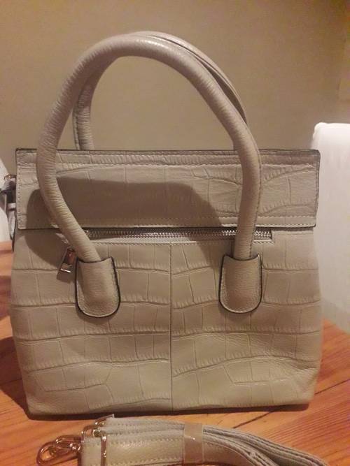 Genuine leather grey handbag