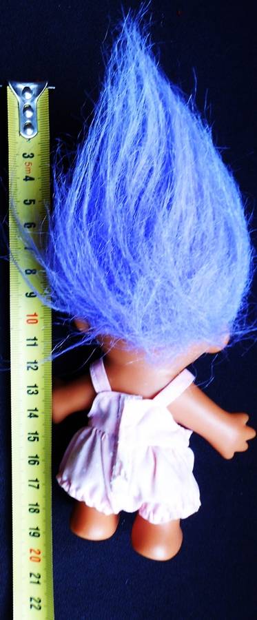 Doll collectable Troll with purple hair in pink romper suit