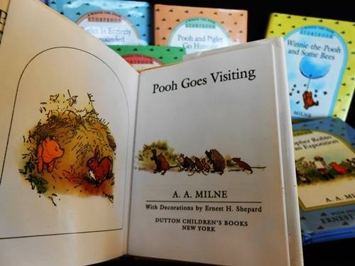 Winnie the Pooh books by A A Milne with decorations by Ernest H Shepard nine stories