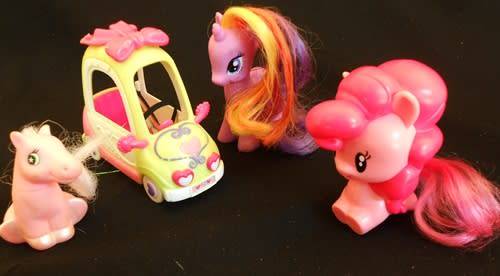 my little pony car and some small ponies