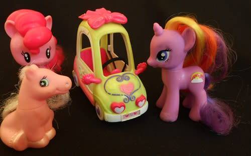 my little pony car and some small ponies