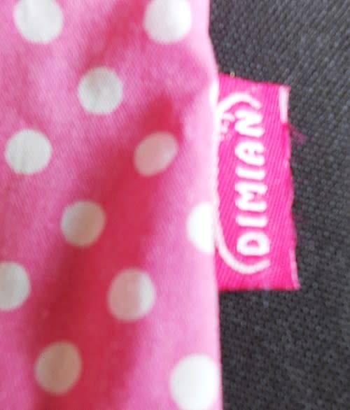 Pink polkadot dress with matching bib  made for Dimian doll
