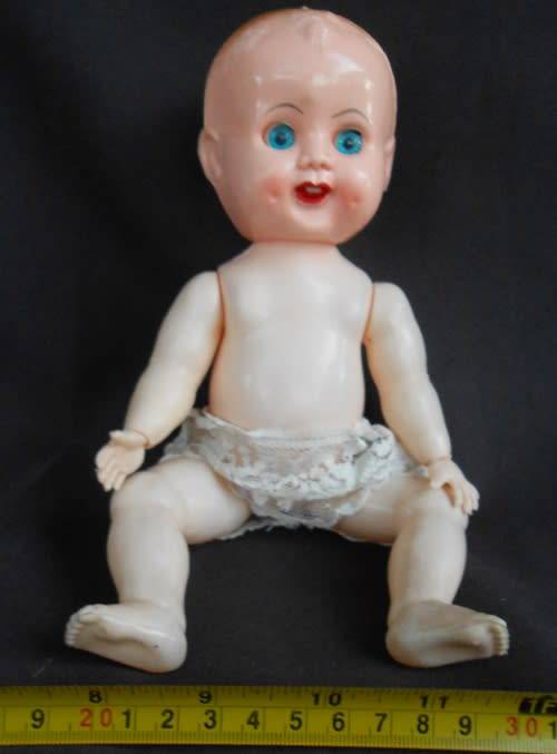 Small Vintage Evergreen Baby Doll - Sleep Eyed Hard Plastic -Moving Limbs original dress from 1950 s