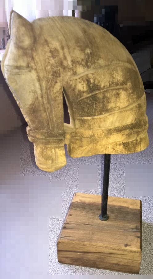 Wooden Horse head on stand