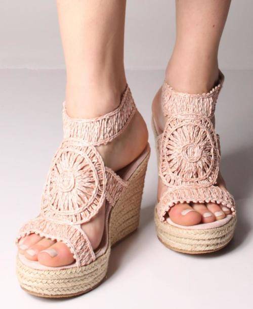 Espadrille Wedge Sandals - Pink