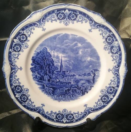 Salisbury Cathdral Blue and White Decorative Plate