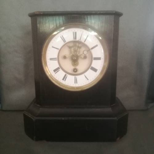 Antique French Ebonised Wood Mantel Clock