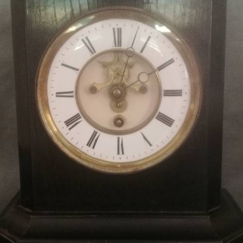 Antique French Ebonised Wood Mantel Clock