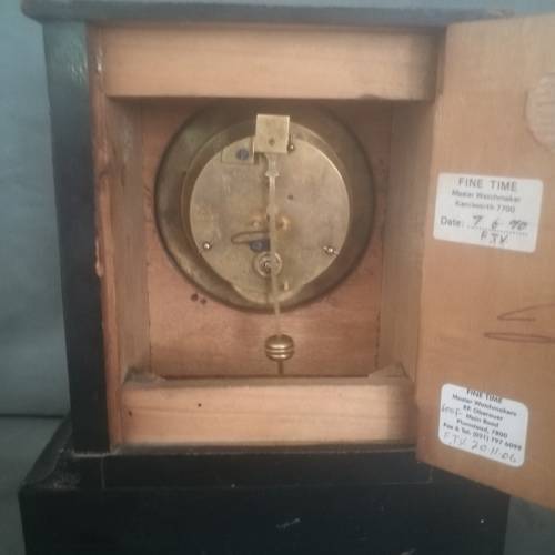 Antique French Ebonised Wood Mantel Clock