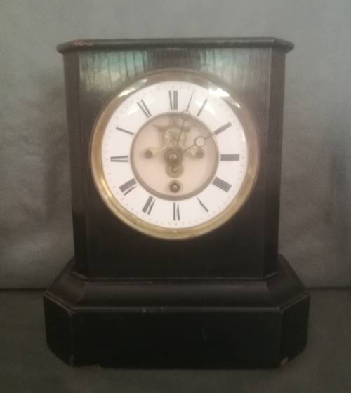 Antique French Ebonised Wood Mantel Clock