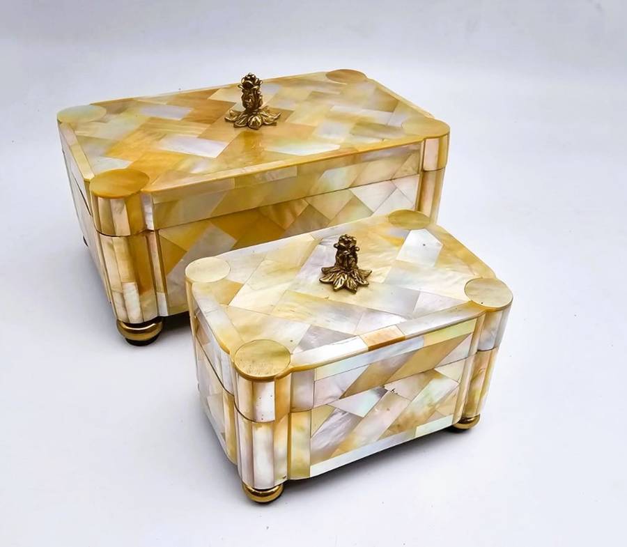 Antique Mother Of Pearl and Walnut Jewellery Boxes