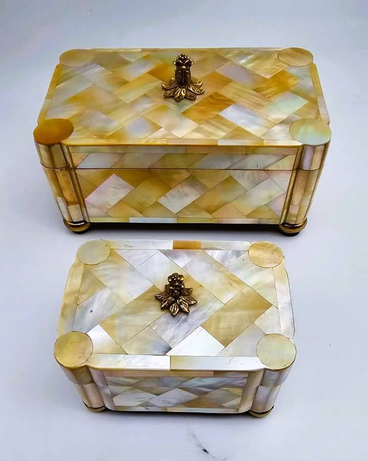 Antique Mother Of Pearl and Walnut Jewellery Boxes
